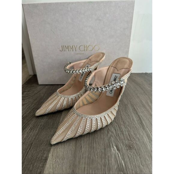 Jimmy Choo Bing 100MM Crystal-Embellished Mesh Mules EU39.5/US9.5 $1950 - Picture 10 of 12